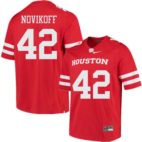 Men #42 Caden Novikoff Houston Cougars College Football Jerseys Sale-Red - Click Image to Close
